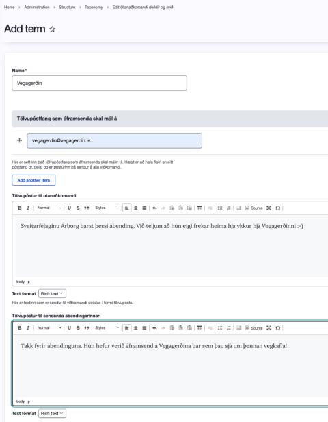 Stofna utanaðkomandi deild/svið