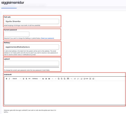 Ábendingakerfi - Breyta starfsmanni (starfsmaðurinn sjálfur)