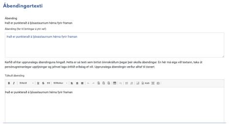 Ábendingakerfi - Sýsla með ábendingu - Ábendingatexti