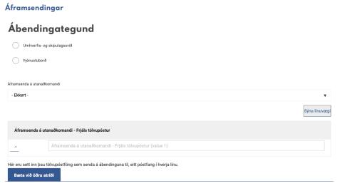 Ábendingakerfi - Sýsla með ábendingu - Áframsendingar