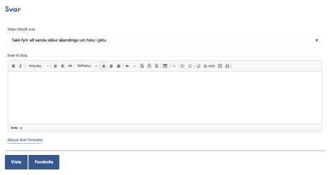 Ábendingakerfi - Sýsla með ábendingu - Svar til íbúa