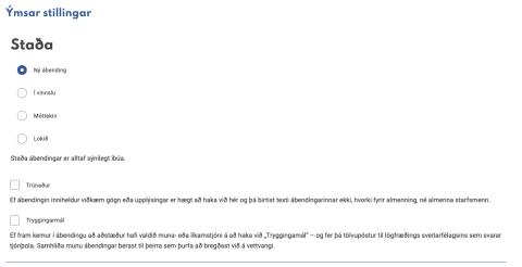 Ábendingakerfi - Sýsla með ábendingu - Ýmsar stillingar