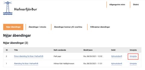 Ábendingakerfi - Umsýsluval